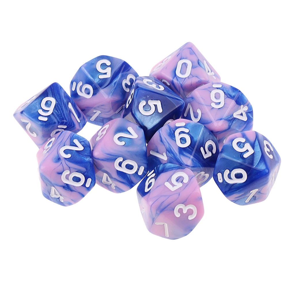 10pcs 10 Sided D10 Polyhedral Dice Double Color for DND RPG MTG Dungeons and Dragons Table Board Games | Спорт и развлечения