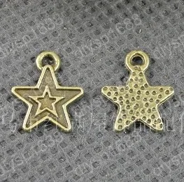 

300pcs/lot alloy bead Antique Bronze Plated Star Shape Charms Pendants Fit Jewelry necklace Findings Making DIY 13*11MM JXA2451