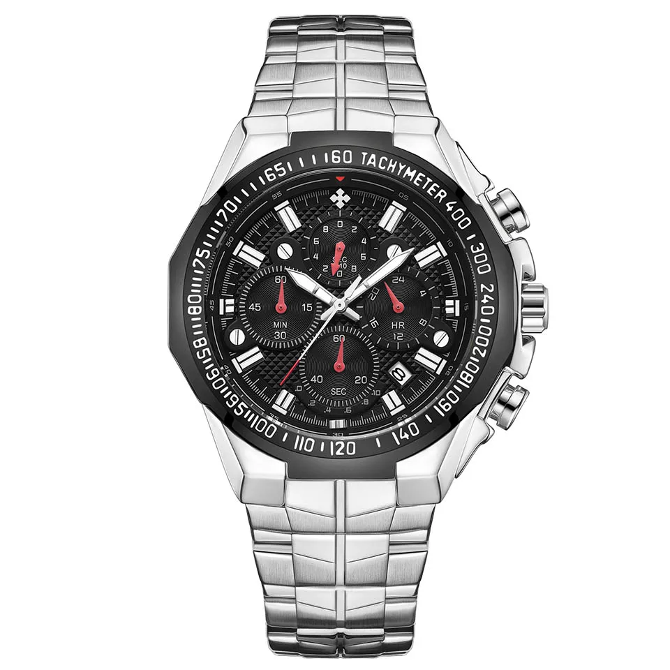 2020 мужские спортивные часы с большим циферблатом водонепроницаемые черным со