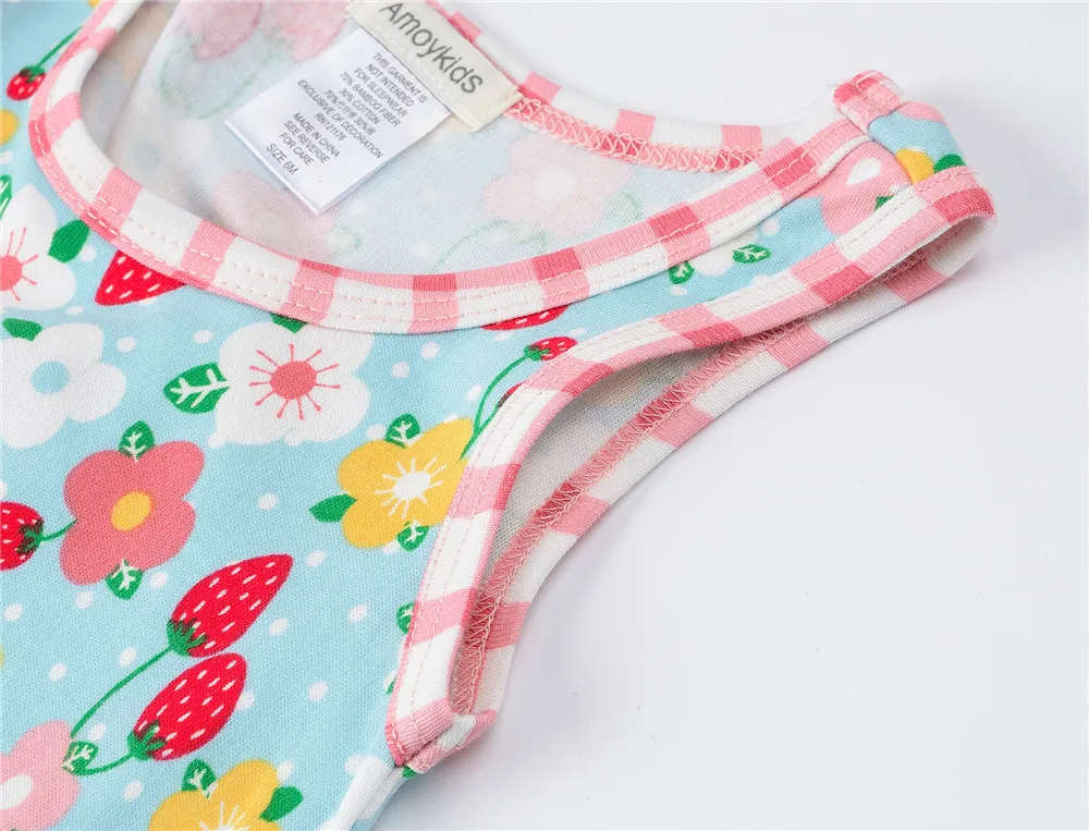 2020 Baby Girls Clothes Set 2pcs/lot Cartoon Printing Bamboo Summer Sleeveless Newborn Infant Babies Clothing | Мать и ребенок