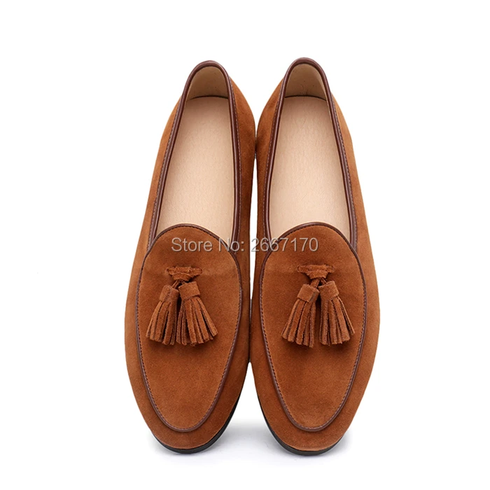 Top Quality Gentlemen Business Casual Shoes Plus Size Slip On Flats Man Black Brown Blue Green Suede Leather Tassel Loafers Men | Обувь