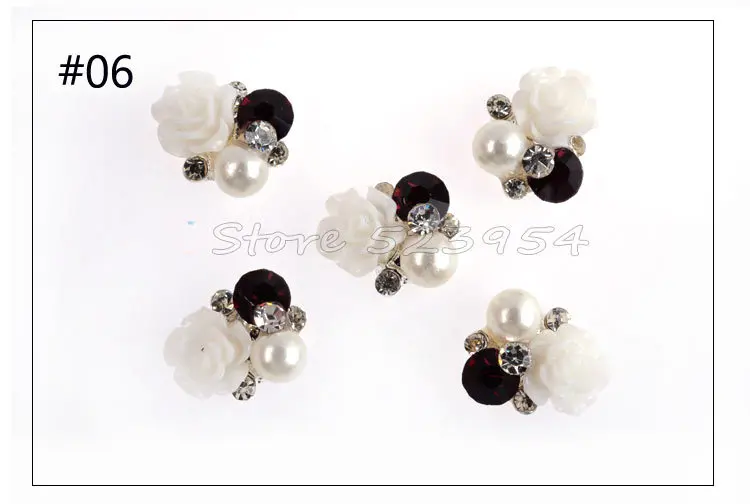 Rhinestone Alloy Flowers 3d Nail Art Decorations 7Designs(10pcs/lot) Metal Glitter DIY Beauty Supplies Accessories Jewelry | Красота и