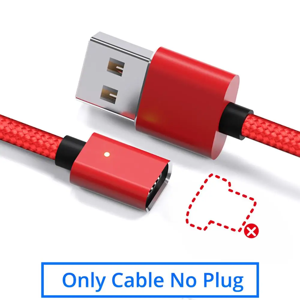 Red Cable No Plug Магнитный кабель ANMONE type-C для быстрой зарядки, кабель USB C, 1 м, 2 м, шнур для передачи данных на базе Android, кабель для быстрой зарядки мобильного телефона, Магнитный провод usb type-C - Цвет: Red Cable No Plug