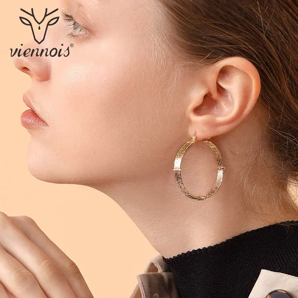 Viennois, большие круглые серьги-кольца из розового золота разных цветов для женщин, круглые серьги, модные ювелирные изделия