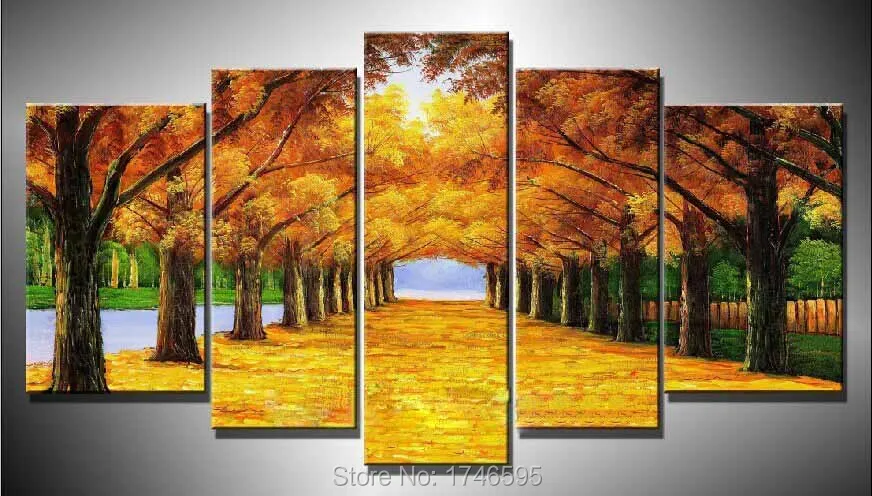 5 шт. гостиной дома декоративные Осеннее дерево пейзаж настенная живопись