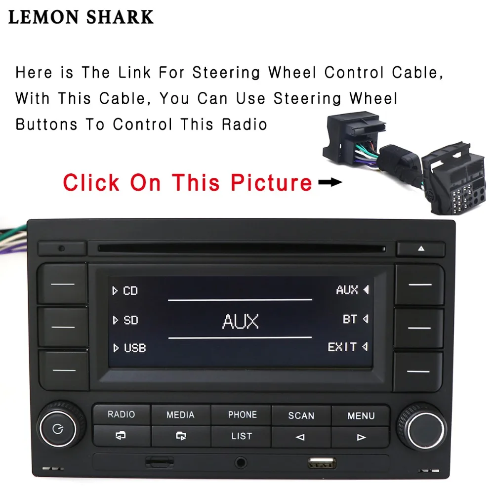 LEMON SHARK Автомагнитола RCN210 CD-плеер USB MP3 AUX Bluetooth 9N 31G 035 185 для VW Golf Jetta MK4 Passat B5 Polo RCN 210