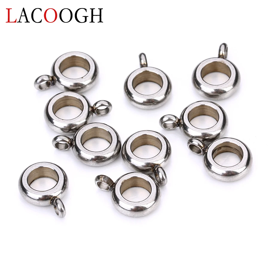 

New Fashion 5pcs/set Stainless Steel 5mm Hole Spacer Bail Beads Charms for DIY Bracelets 8mm Silver Color Loose Beads Connector