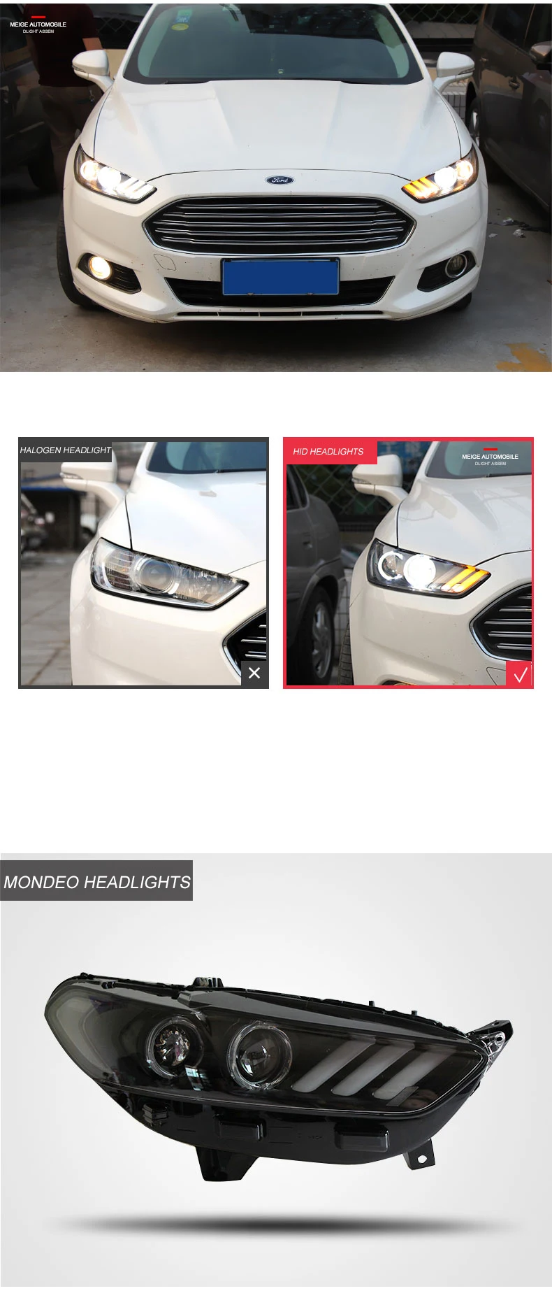 Набор для автостайлинга для фар Ford Mondeo 2013 светодиодный фонарь DRL Объектив двойной луч HID Xenon автомобильные аксессуары