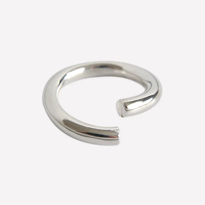 BIG J.W Real 925 Sterling Silver Rings Minimalist Open Bent Circle Adjustable Ring For Women Wedding Bands Fashion Fine Jewelry | Украшения