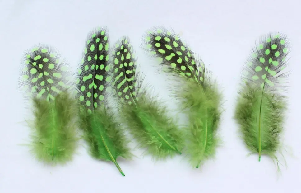 400 шт. партия натуральных перьев Гвинеи для сережек бижутерия сделай сам зеленый