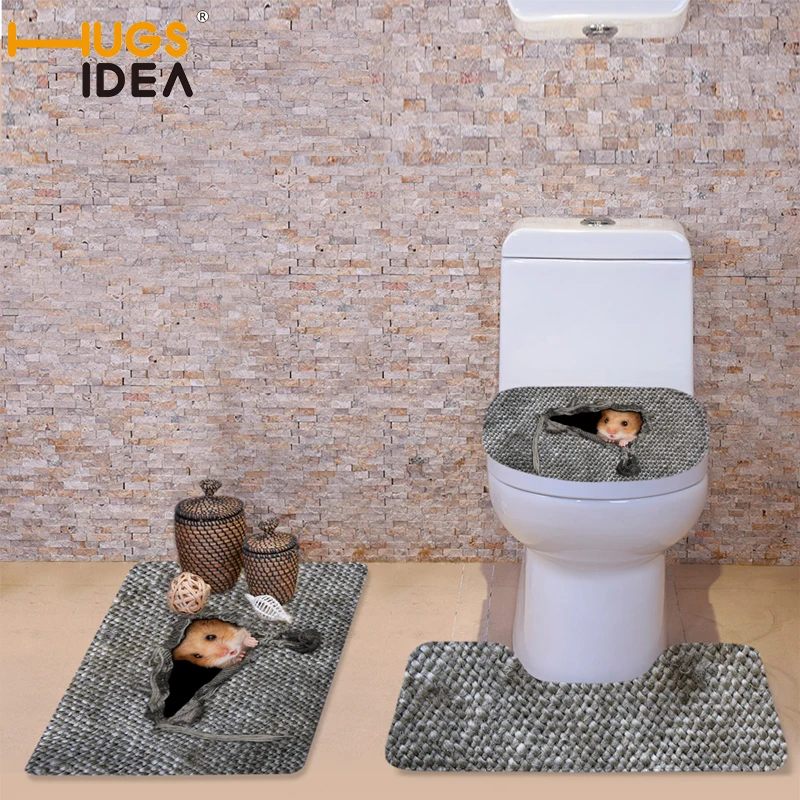 Набор чехлов для сидений унитаза HUGSIDEA 3 шт./компл. с 3D рисунком кошки совы хомяка и