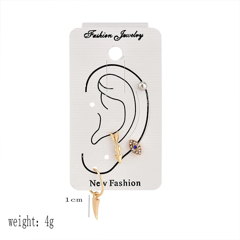 RONGBIN Punk Gold Color Crytal Eye Arrow Stud Earring Set for Women Tiny Geometric Studs Earrings Party Jewelry Oorbellen | Украшения и