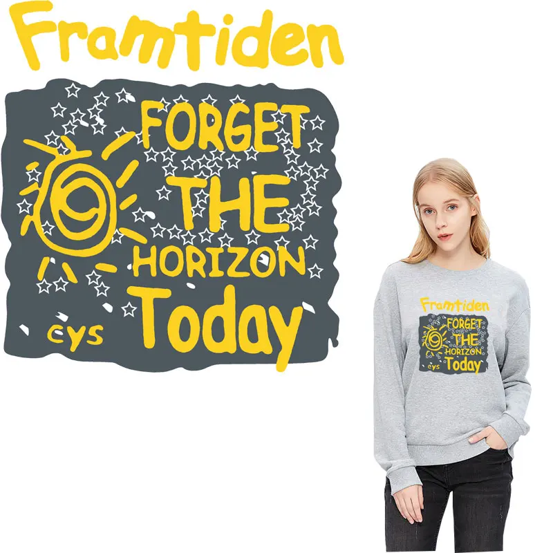 

yellow letters iron patches for clothes stickers transfert thermocollants T-shirt hoodies diy accessories patch vetement parches