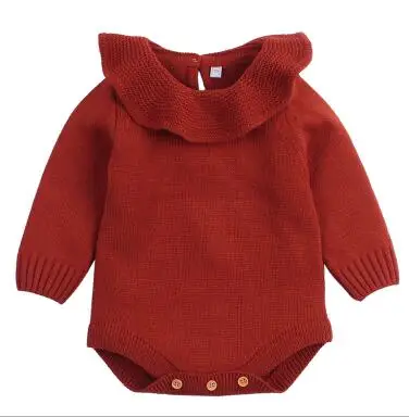 82W323 Red Весенне-осенний милый комбинезон принцессы для малышей, Одежда для новорожденных, Детский комбинезон с длинными рукавами для девочек и мальчиков, вязаные Комбинезоны для младенцев - Цвет: 82W323 Red