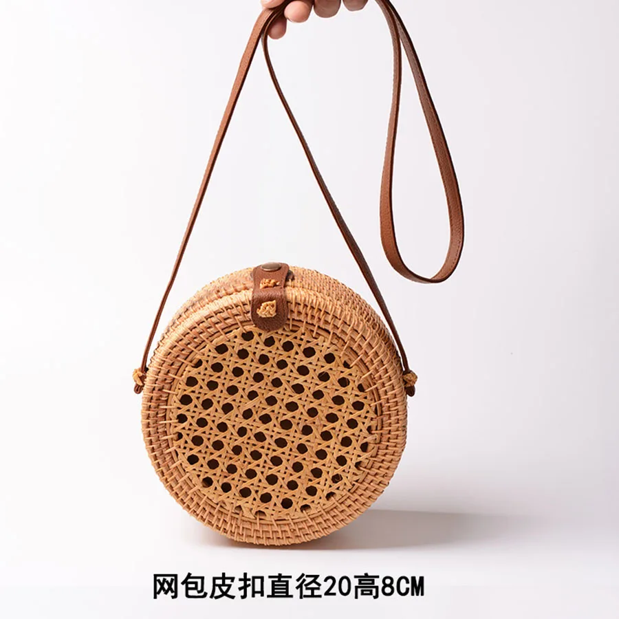 20cm Big Size Handmade Circle Chinese Bowknot Women Rattan Bags Spiral Style Hollow Out Flowers Female Shoulder Bags B380