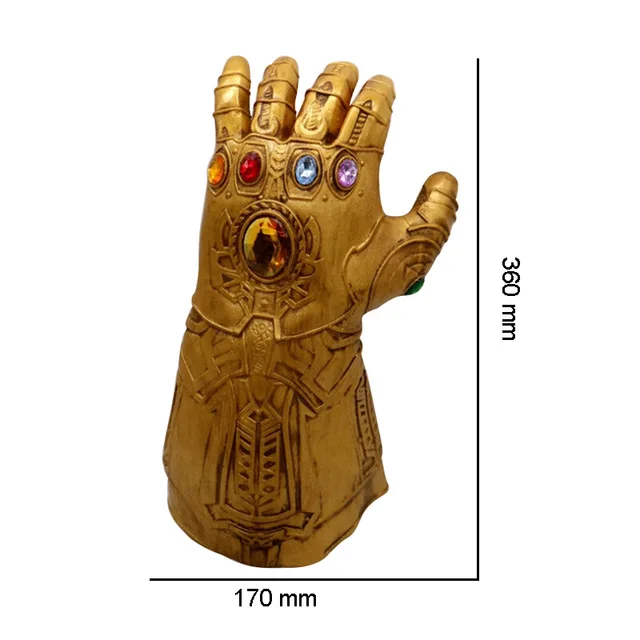 Latex No Led Светодиодный светильник Thanos Infinity Gauntlet Мстители Бесконечность войны косплей светодиодный перчатки ПВХ/латекс фигурка модель игрушки Хэллоуин реквизит - Цвет: Latex No Led