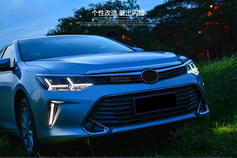 KOWELL автомобильный Стайлинг для Toyota Camry V55 светодиодный Camry фары drl Объектив двойной луч H7 HID Xenon