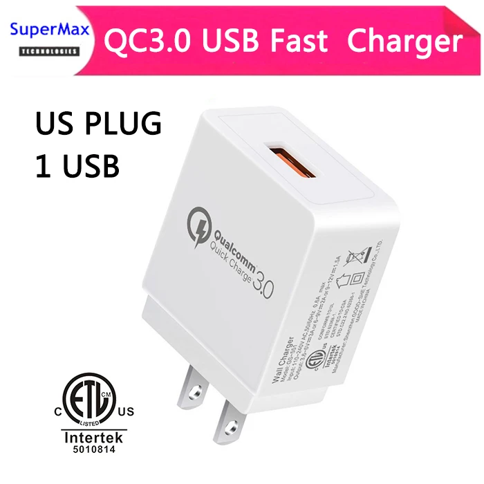 

QC3.0 Fast charger 1usb Phone Charger Adapter for moblie phone tablet18W Charger ETL castom made US EU UK PLUG