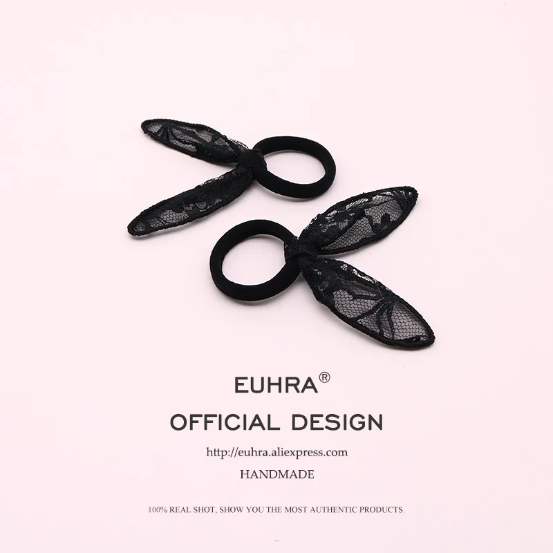 EUHRA/1 шт., эластичные резинки для волос, кружевные кроличьи ушки, кроличьи волосы для женщин, повязка для волос для девочек, детская резиновая лента