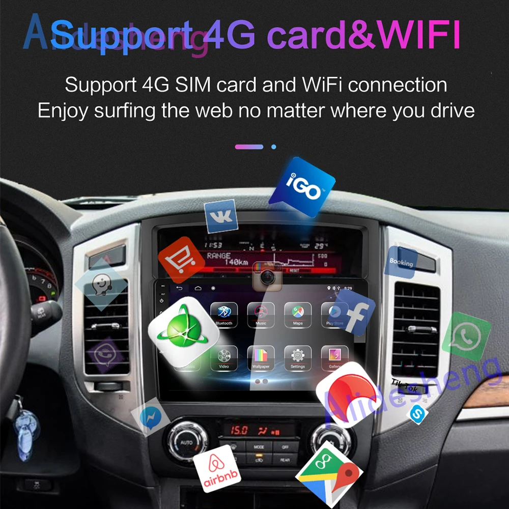 4G Android 8,1 автомобильный мультимедийный плеер для MITSUBISHI PAJERO V97 2006 2007 2008 2009 2010 2011 2din стерео радио gps навигации