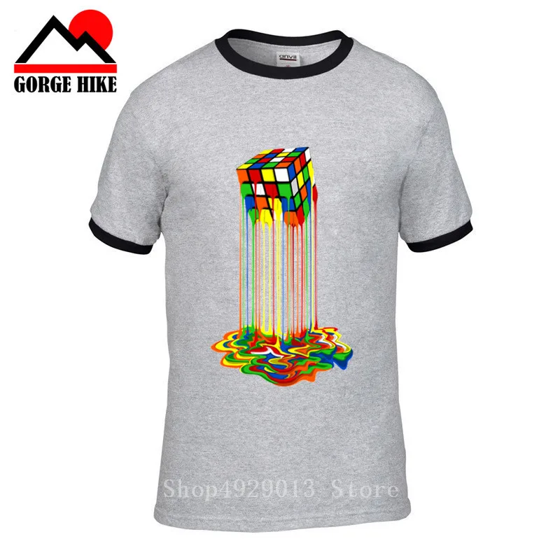 Новые креативные футболки с радужной абстракцией растопленный куб рубикса