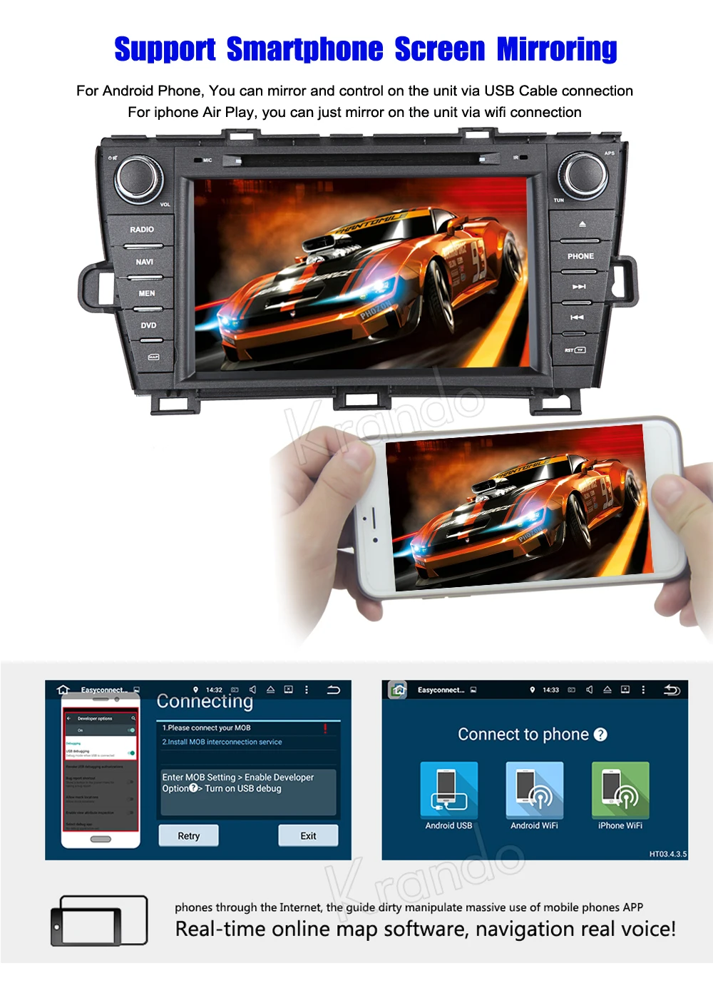 Автомобильный dvd радиоплеер Krando 8 дюймов Android 9 0 мультимедийная система навигации