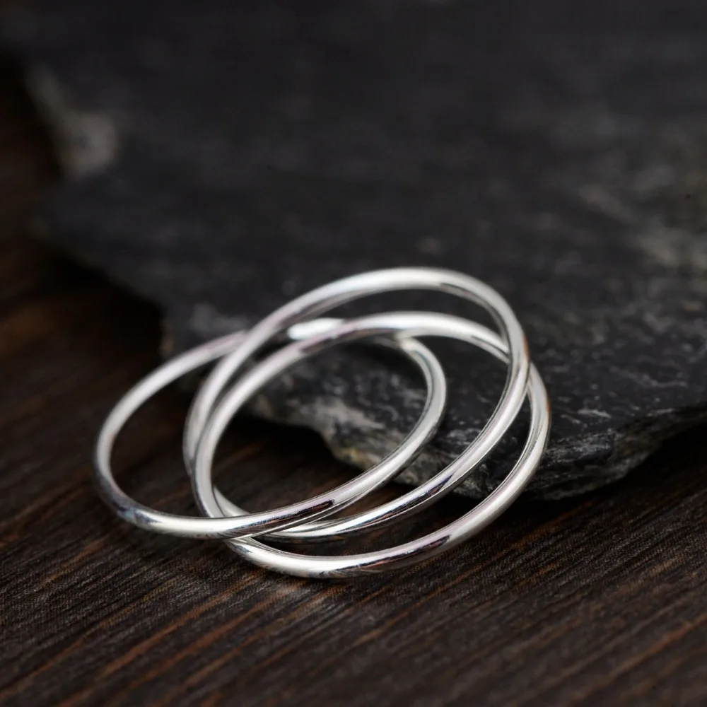 S92 цельное Стерлинговое SIL простое изящное тройное кольцо для женщин A3763|Кольца| |