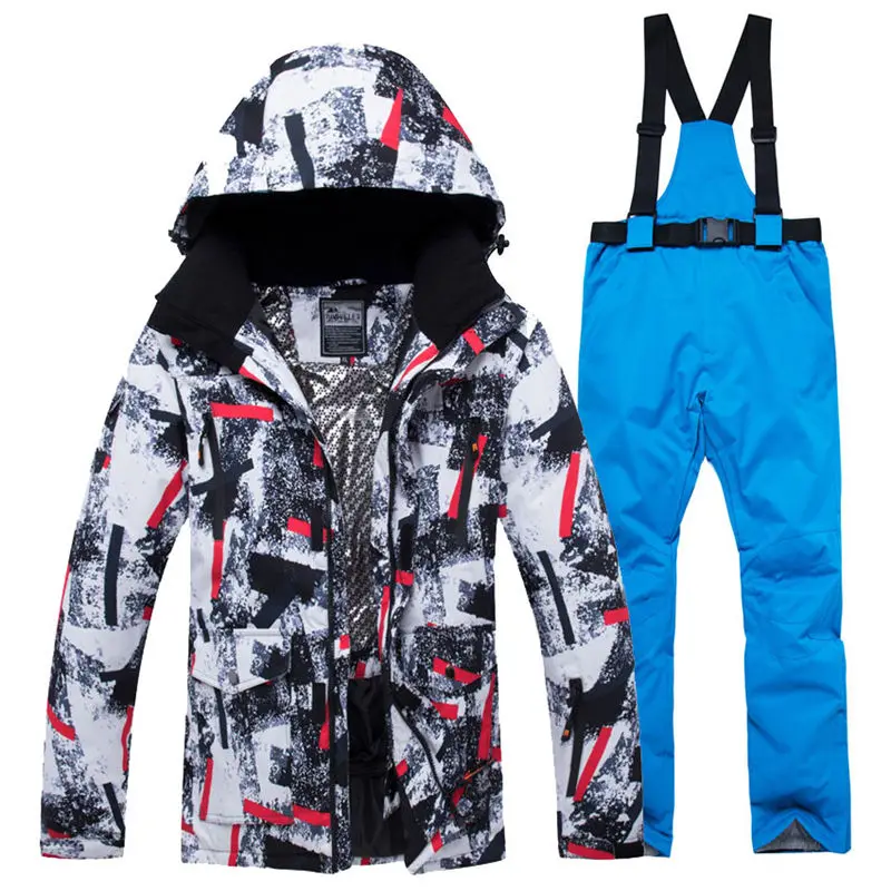Pic Jacket and pant Куртка+ ремень брюки наборы для мужчин зимний костюм Спорт на открытом воздухе одежда Сноубординг наборы водонепроницаемый ветрозащитный зимний костюм Лыжная одежда - Цвет: Pic Jacket and pant