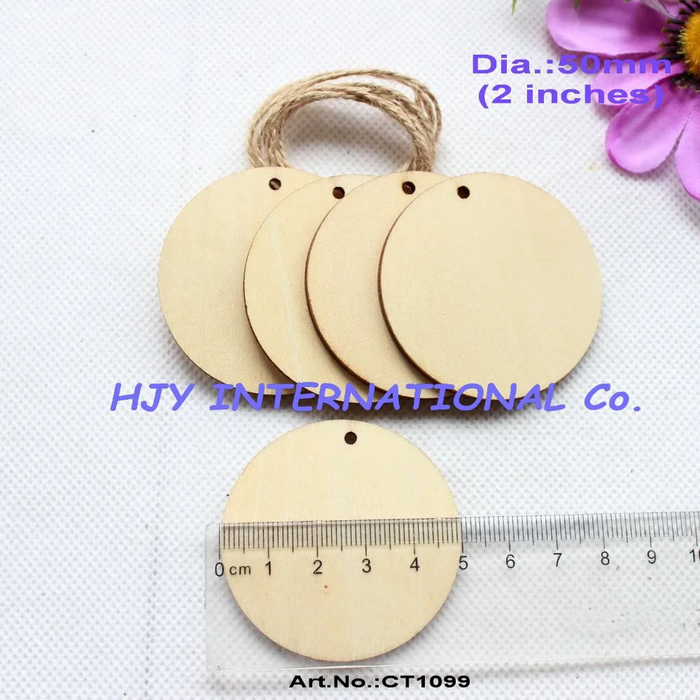 (20 шт./лот) необработанные пустые деревянные круглые дисковые метки 50 мм