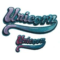 2 piecesset letters of unicorn embroidered patches iron on fabric repair sewing badges clothes appliques diy wedding stickers