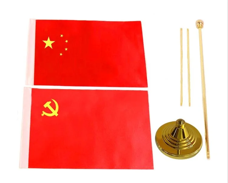 Golden T-shaped office table flag with any company in country 14*21cm | Дом и сад