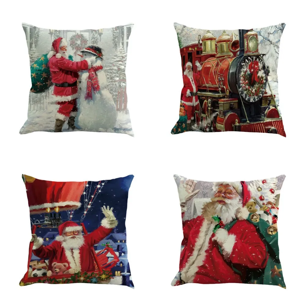 Набор из 4 наволочек Санта Клауса с принтом Счастливого Рождества Декоративные