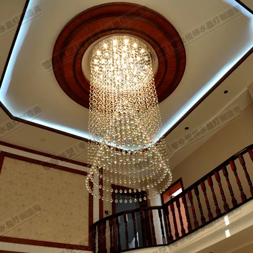 Роскошная большая люстра для виллы гостиной двойная хрустальная светильник