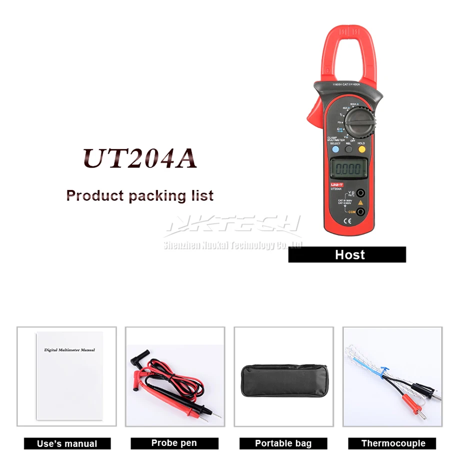 Цифровой мультиметр зажим UT204A UT204 UT203 400A емкость для измерения температуры