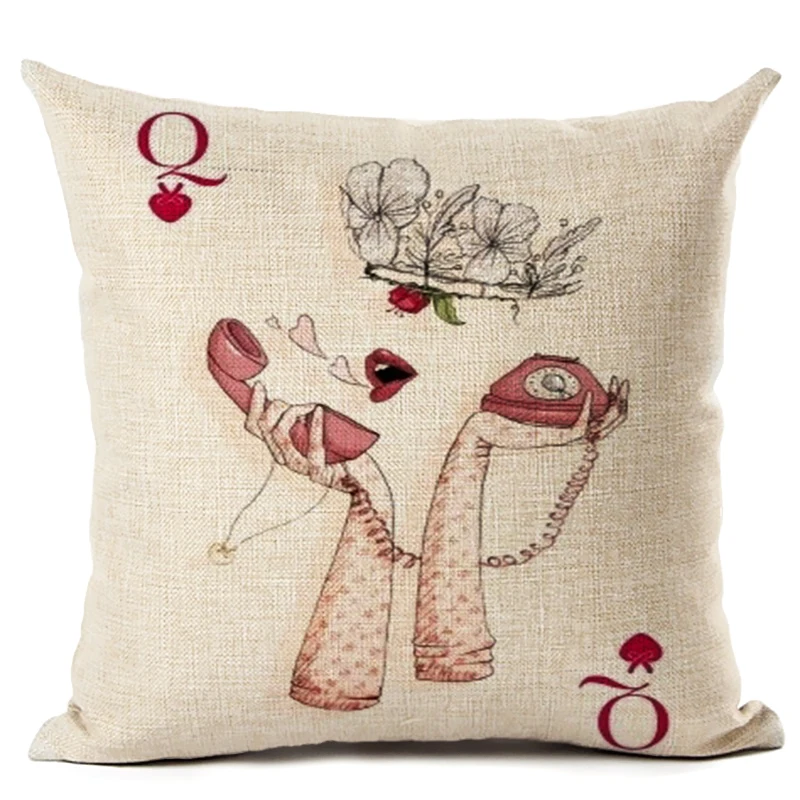 Карты покер Дизайн Подушки Чехлы для мангала Лен Room Decor Роскошные Queen Пледы