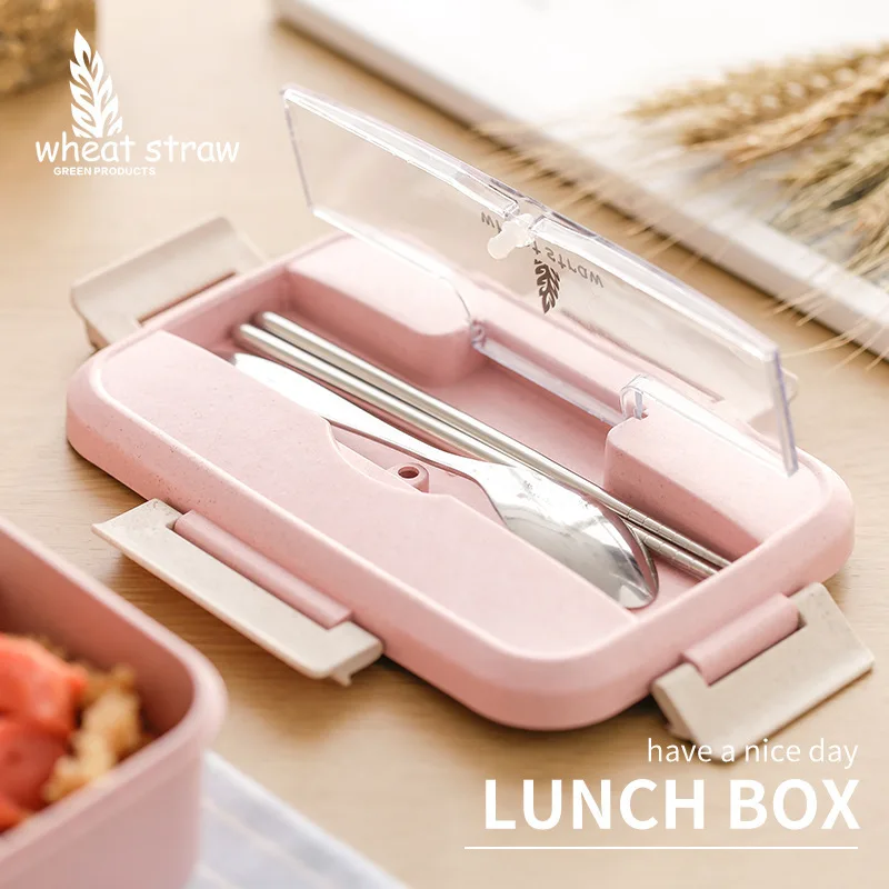 Портативная герметичная коробка для еды Lonchera Wheat Stalk Marmita Bento с ложками детей