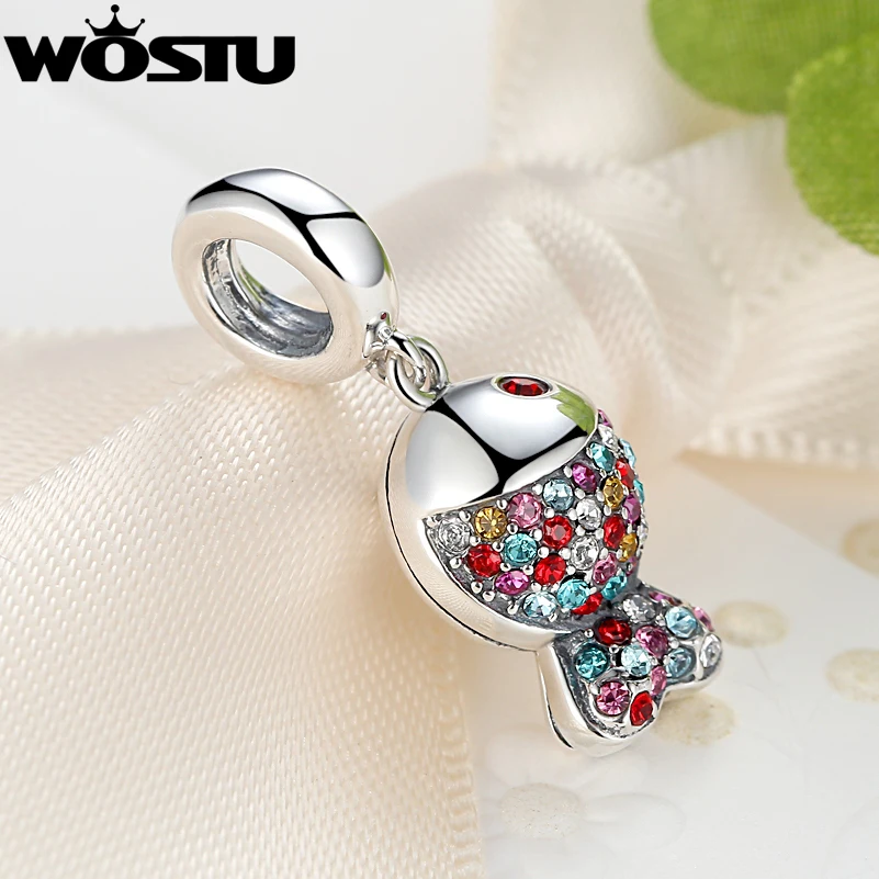 2020 новый стиль 925 стерлингового серебра красочные рыбы Шарм Бисера Подходит