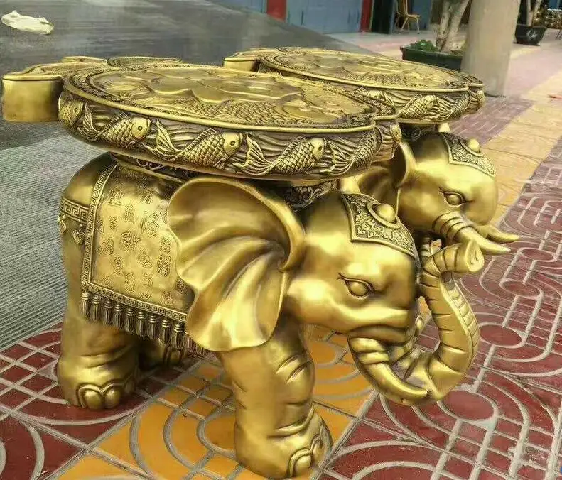 20 "китайские из чистой бронзы рыба богатства яблок слон статуя животного пара |