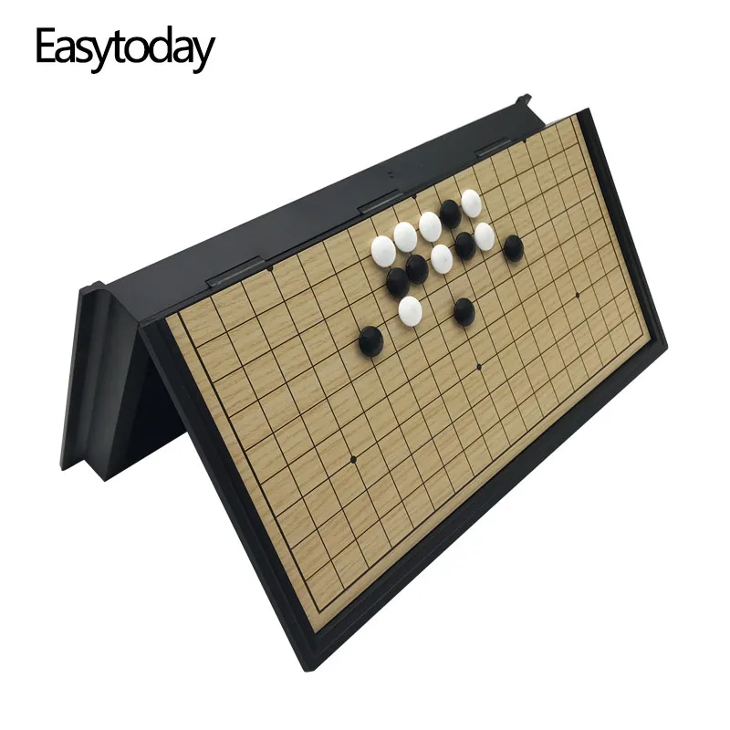 

Easytoday High Quality Go Game Set Folding Chessboard Magnetic Go Game Pieces Black and White Chess Pieces Weiqi Games Gift