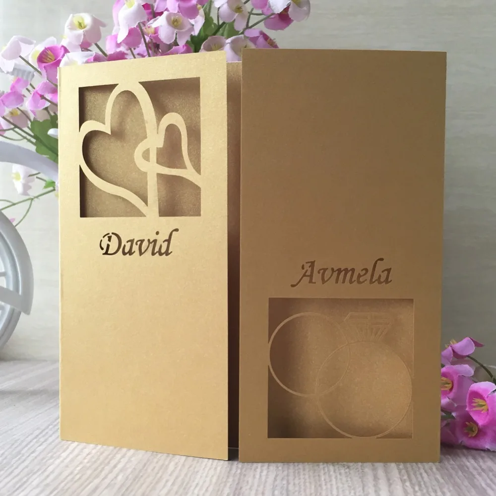 100 шт./лот лазер вырез сделай сам буква Свадебное приглашение открытка День