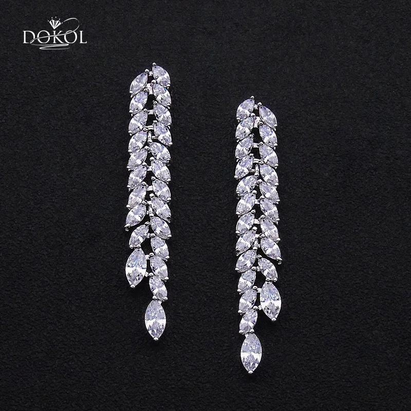 

DOKOL Elegant Long Earrings Marquise Cut Cubic Zirconia Earring Shining Wedding Accessories DKE0188