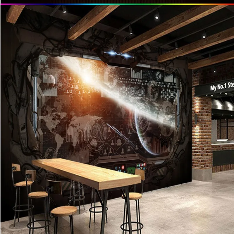 Настенные 3D обои на заказ стерео для ресторана игровая комната космос кабина