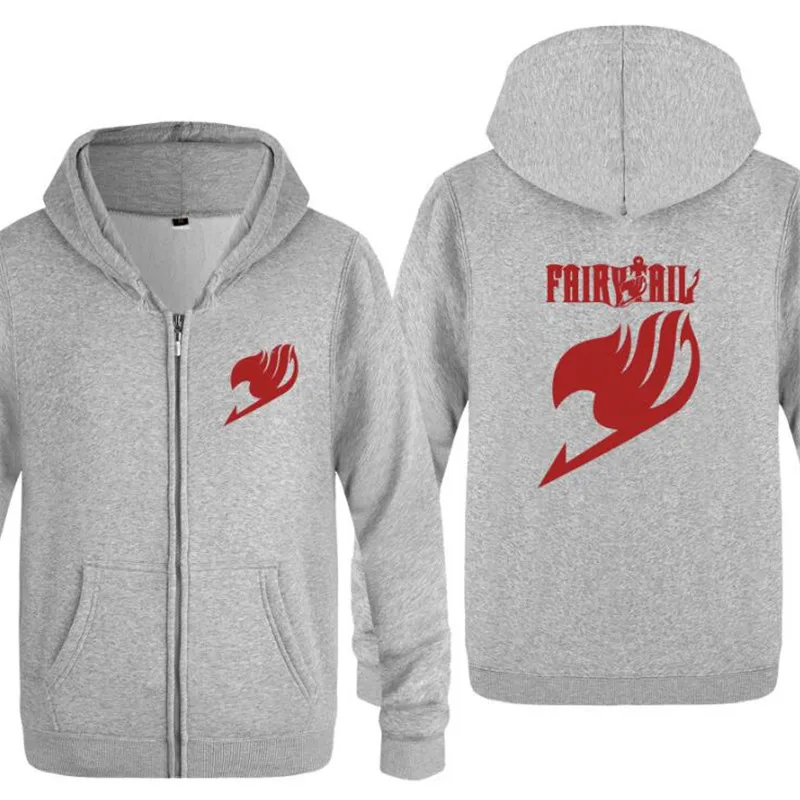 Hoodie Men Anime Fairy Tail Printed Zipper Mens Hoodies Skate Hip Hop Fleece Jacket Coat Men's Sweatshirt Tracksuit Moletom Hot | Мужская