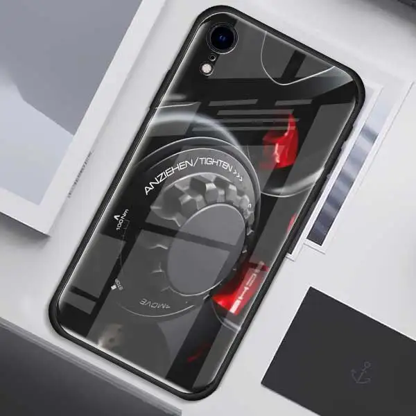 015 Чехол из закаленного стекла для приборной панели колеса автомобиля для Apple iPhone XR 7 8 6 6S Plus X XS MAX, чехол для мобильного телефона с мягким краем - Цвет: 015