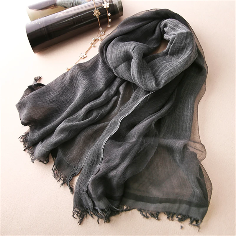 SUMEIKE двухслойные шали и шарфы для женщин Шелковый хлопковый шарф украшение