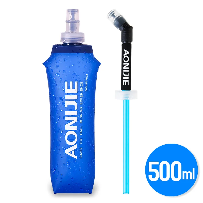 500ml With Straw AONIJIE прочный BPA-Free складной мягкий мешок для воды переносной чайник для спорта на открытом воздухе походная бутылка для воды 170 мл 250 мл 500 мл - Цвет: 500ml With Straw