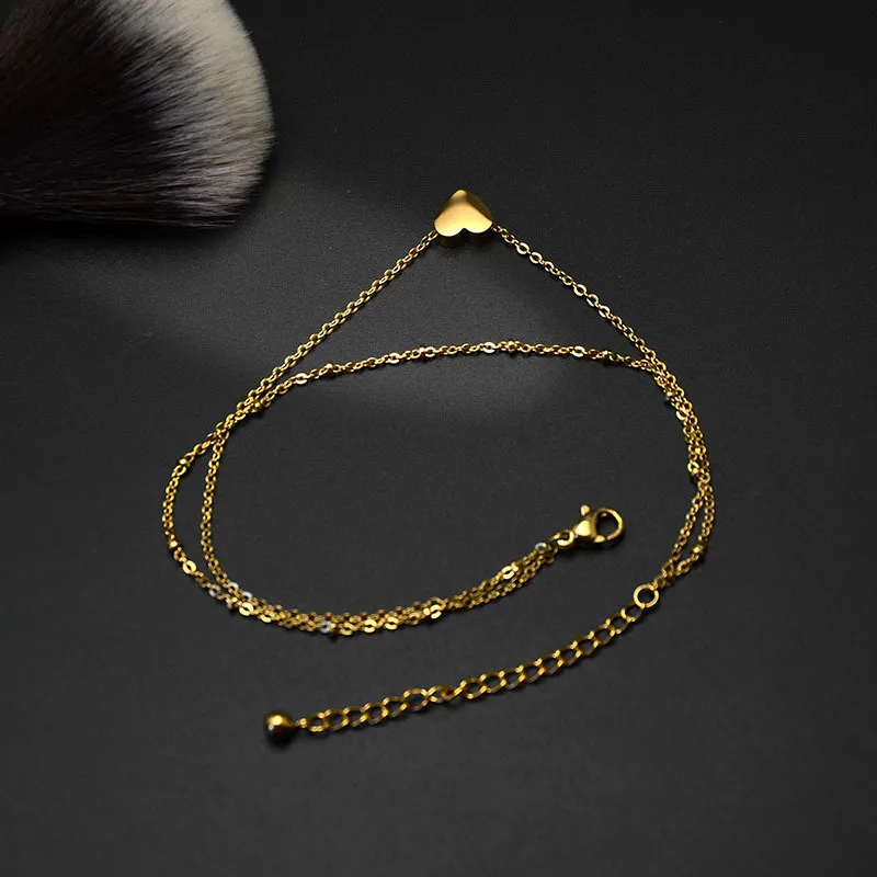 Женский ножной браслет Martick с одним сердцем и двойным слоем Ювелирное Украшение