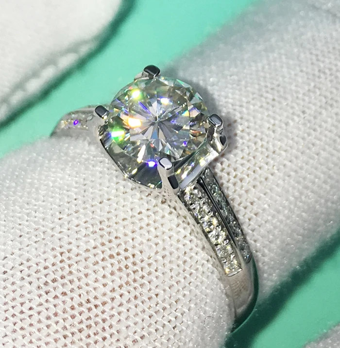 Женское кольцо из белого золота с фианитом 2 карата|engagement wedding ring|jewelry ringswedding rings for