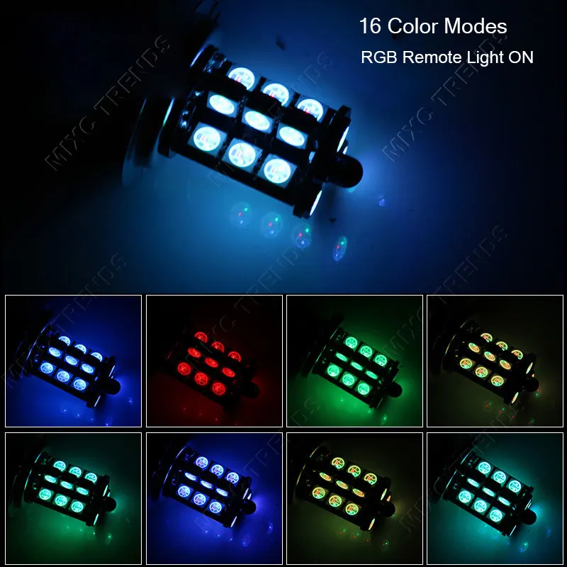 Mixc тенденции 2 шт. H11 rgb Светодиодный лампочки Беспроводной удаленного 5050SMD 27