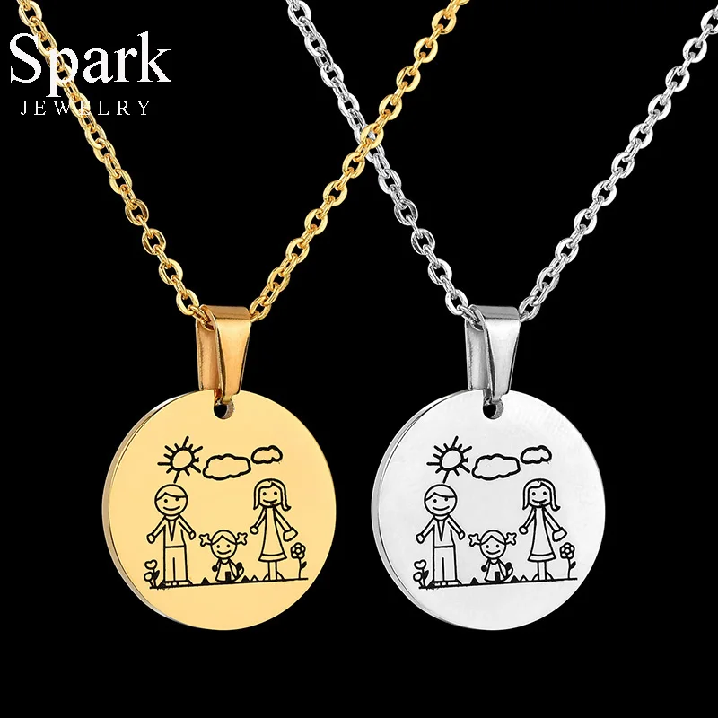 Подвеска для родителей Spark Mama Dad Girl Love семейное ожерелье 316L из нержавеющей стали